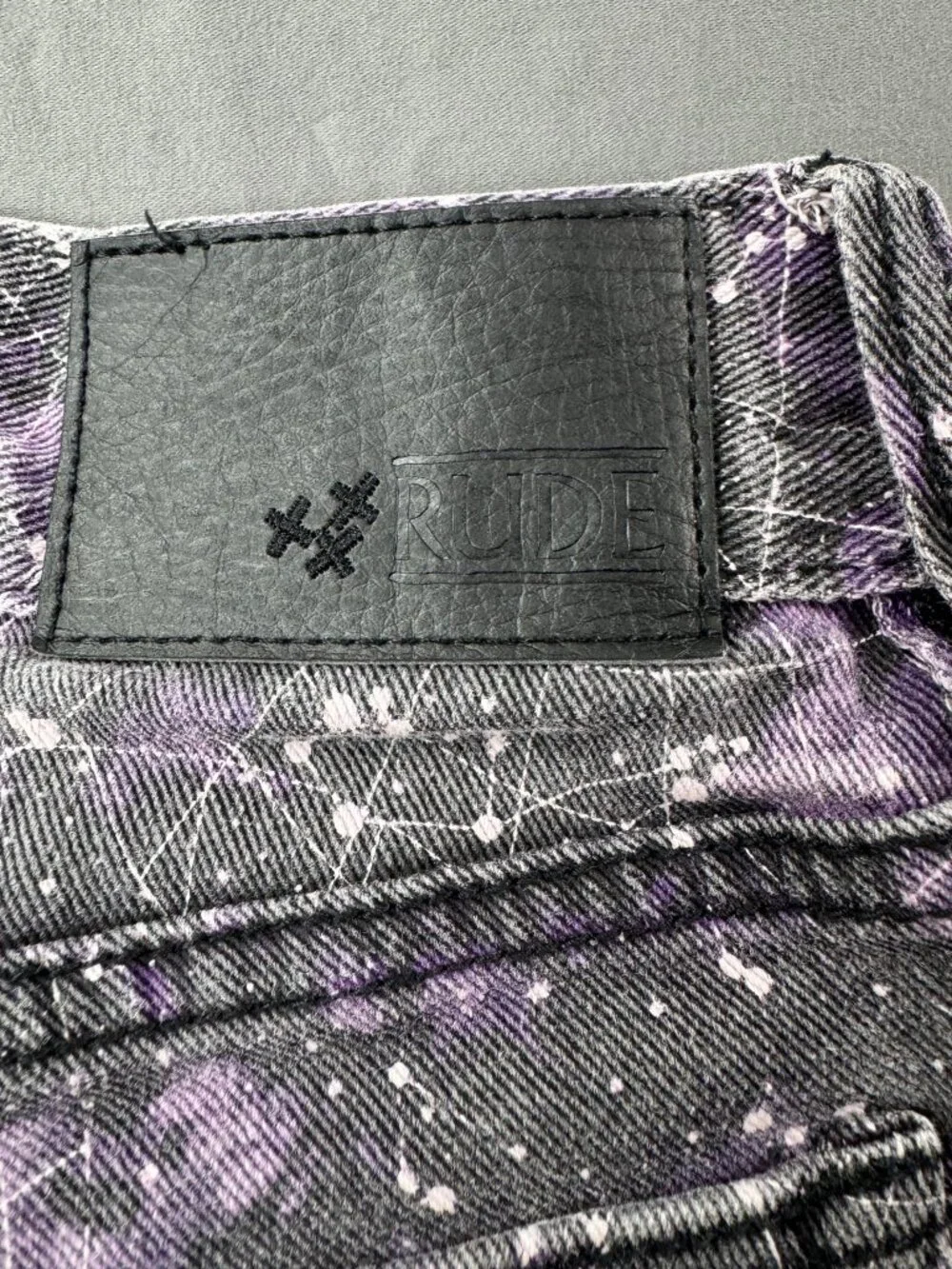 XXX RUDE Purple Constellation Skinny Shorts Size 28W X 13L Cotton Spandex
